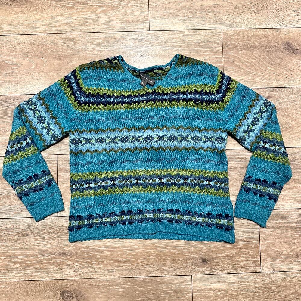 Fair Isle Farmercore Grandpa Sweater Northern Isles Braided Large